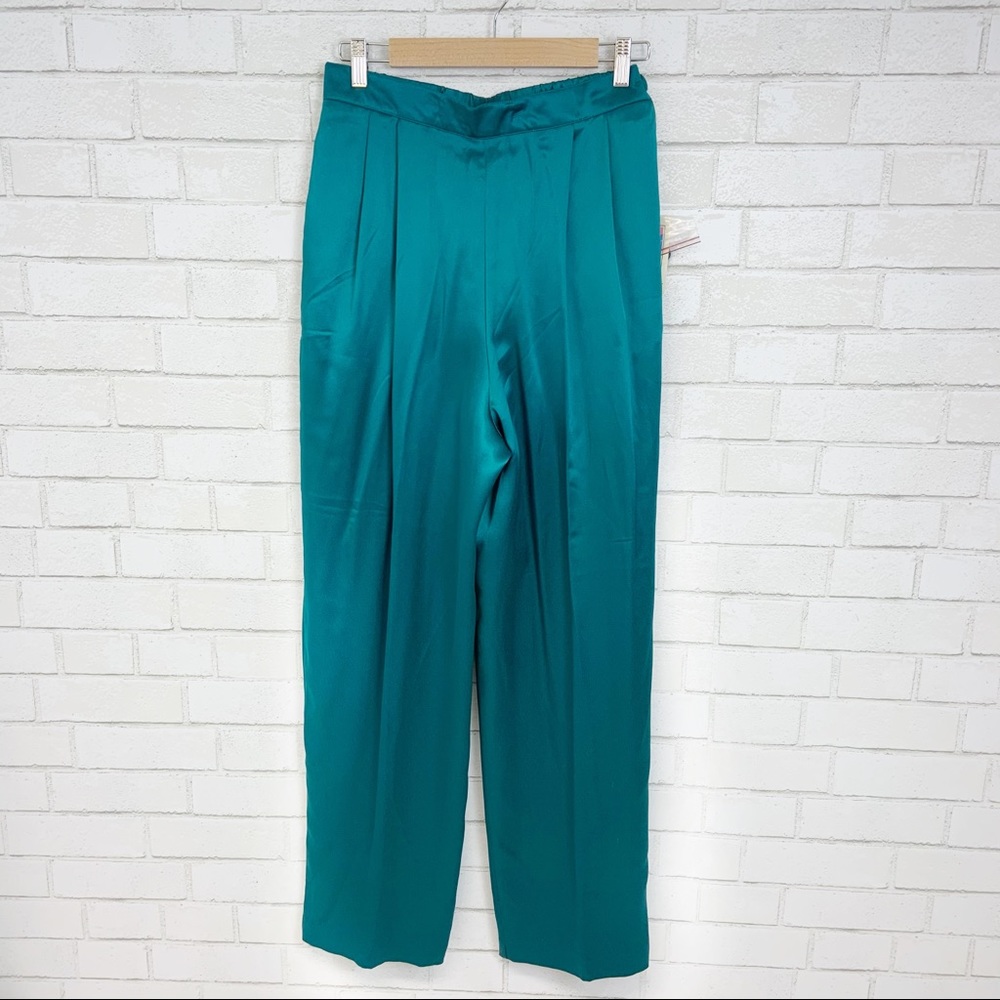Vintage Prophecy Satin Emerald Wide Leg Pant W9